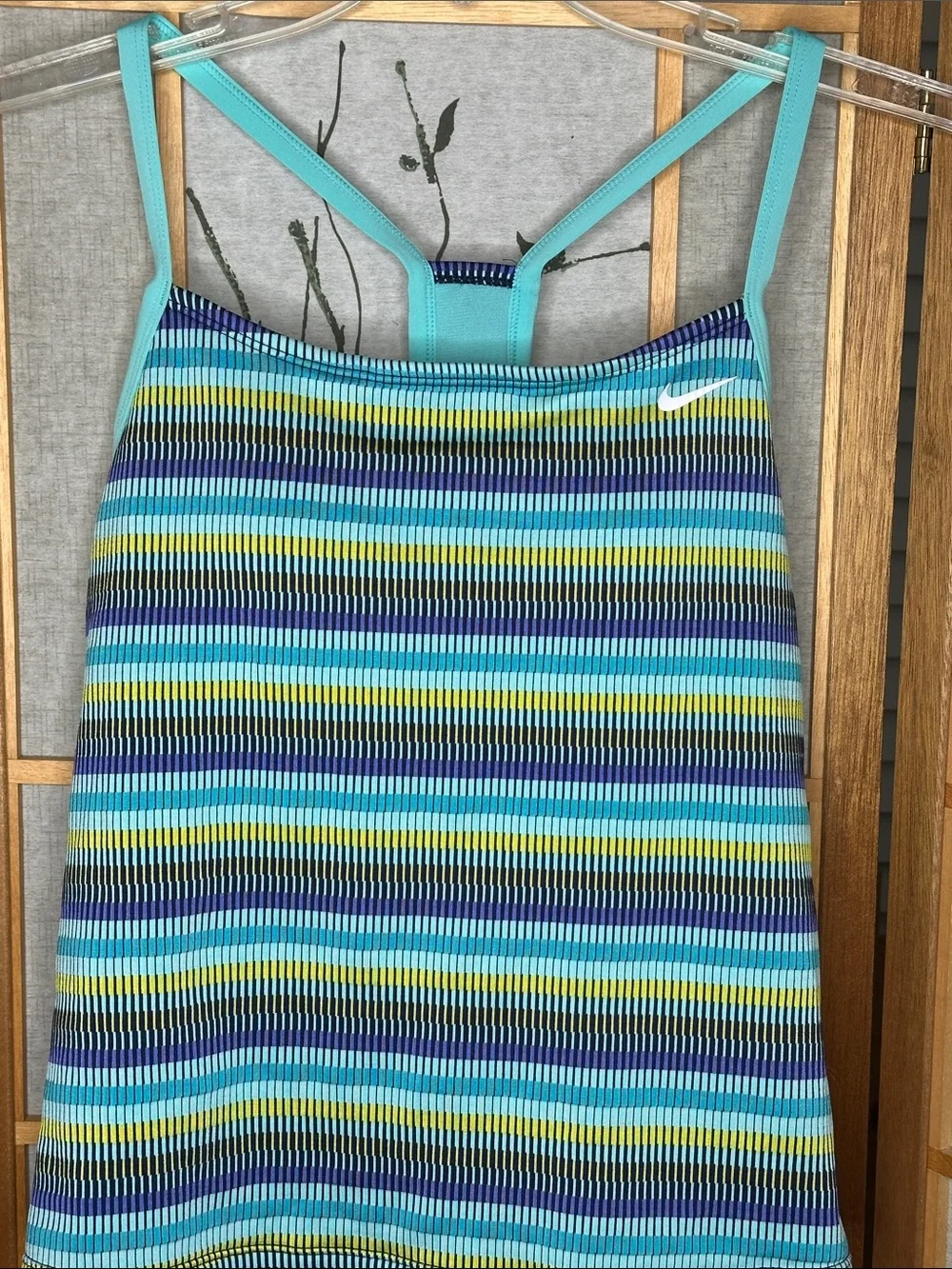 Ladies Nike Texture Stripe Layered Tankini Top size large
